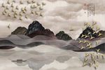 新中式禅意水墨山水背景墙