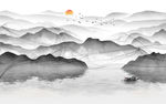 新中式水墨山水情意境背景画