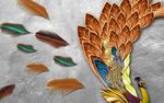 简约华丽孔雀开屏羽毛电视背景墙