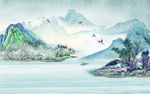 高清 背景墙山水画 TIF分层