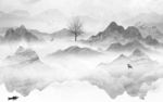 灰色山水背景墙画 TIF分层