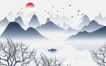 抽象山水背景墙