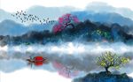 新中式中国风水墨山水背景墙