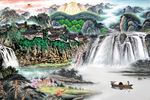 国画山水背景墙