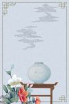 清新传统古风手绘水墨花鸟纹理背
