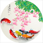 新中式花鸟九鱼图装饰画