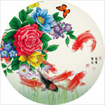 花鸟九鱼图吉祥装饰画壁画挂画
