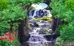 3d山水流水生财背景墙