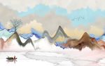 手绘中式新山水画 TIF分层