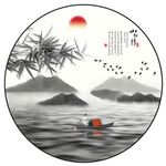 中式竹子水墨山水装饰画