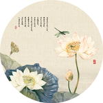 禅意莲花圆形装饰画