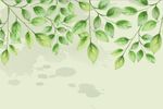 小清新绿叶装饰画背景墙