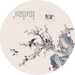 工笔花鸟圆形装饰画