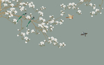 玉兰花鸟背景墙