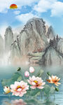 荷花 禅意山水画 TIF分层