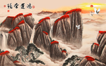 鸿运当头背景墙