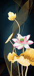 金色荷花抽象线条玄关