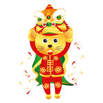 矢量金鼠贺岁舞狮鼠年形象