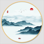 圆形水墨画