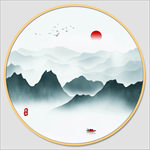 圆形水墨