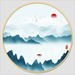 圆形水墨画