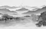 极品灰色山水画 TIF分层