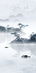 中式山水玄关背景图