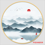 圆形水墨画