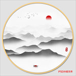 圆形水墨画