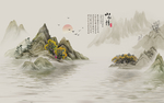 新中式水墨山水情电视背景墙