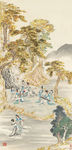 金色迎客松山水国画玄头壁画