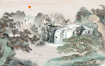 山水国画背景墙