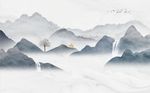 大理石水墨山水图