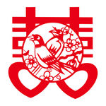 喜鹊双喜字剪纸