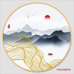 圆形水墨画