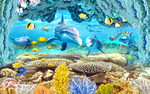 3D唯美海底世界海豚电视背