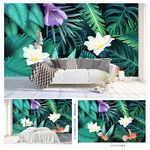 深绿色北欧风格客厅背景墙