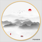 圆形水墨画