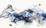 抽象水墨山水艺术油画背景装饰画