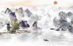 中国风意境中式山水 tif分层