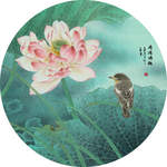 荷花花鸟装饰画