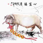 心宽福厚猪装饰画