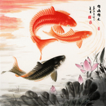 荷塘月色水墨画