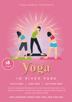 手绘卡通粉色背景瑜伽课程海报
