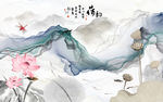 高档荷花新中式画 TIF分层