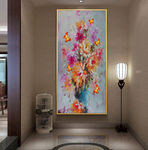 手绘油画花卉静物蝴蝶玄关装饰画