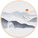圆形山水画
