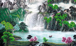 山水国画背景墙