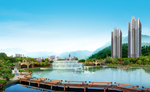 房地产园林湖景效果图