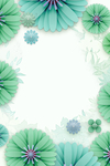 创意折纸绿色花朵海报背景